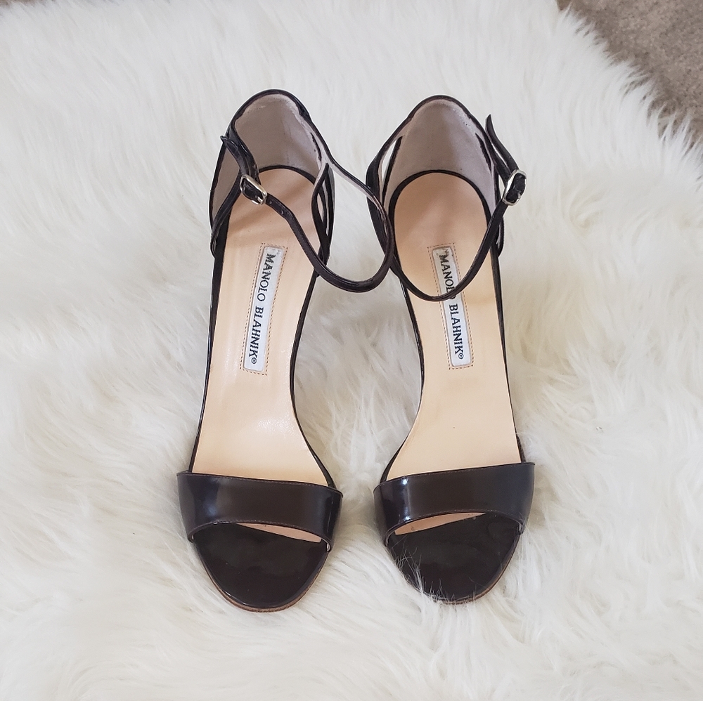 Manolo Blahnik Patent sandal Heels.